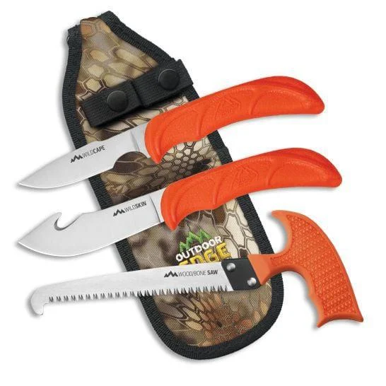 Outdoor Edge Wild Guide 8.5" 3 Piece Field Dressing Kit, Orange /Kryptek