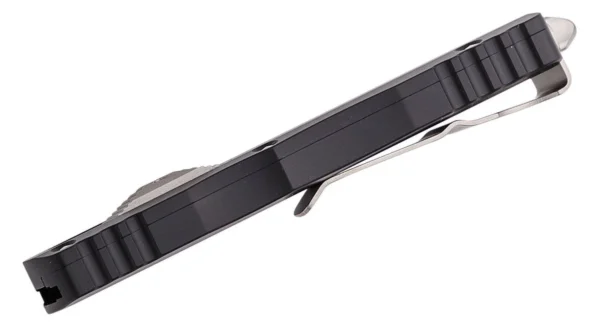 Microtech 225-10 Dirac AUTO OTF Knife 2.92" Stonewashed Double Edge Dagger Blade, Black Aluminum Handles - Image 5