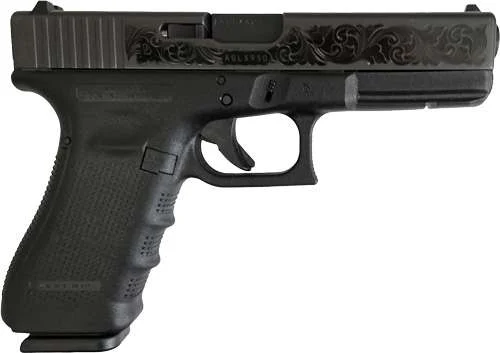 GLOCK G17 GEN 4 9MM PISTOL BLACK DLC SCROLL ENGRAVED 17RD - Image 2