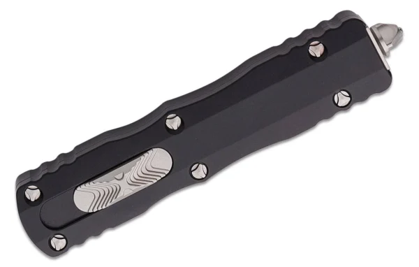 Microtech 225-10 Dirac AUTO OTF Knife 2.92" Stonewashed Double Edge Dagger Blade, Black Aluminum Handles - Image 3