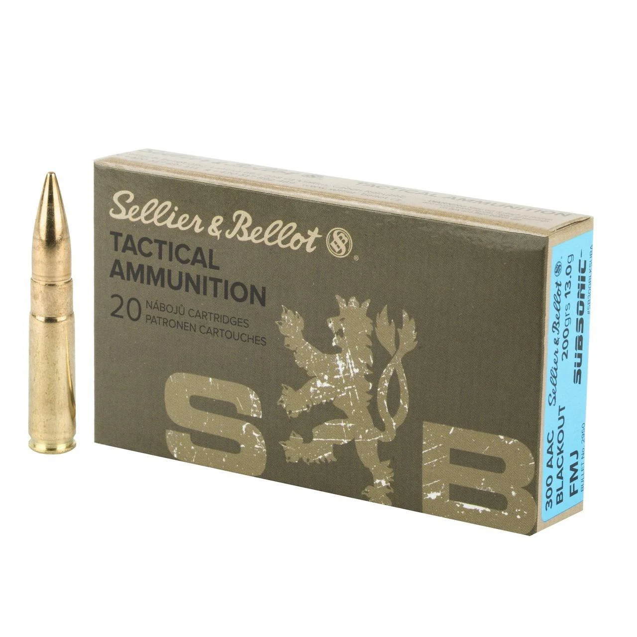 Sellier & Bellot 300 AAC Blackout 200gr FMJ Sub-Sonic Ammunition 20rds