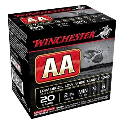 Aa Low Recoil Low Noise 20 Gauge 2-3/4” 7/8OZ #8 Shot 25/BOX